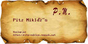 Pitz Miklós névjegykártya